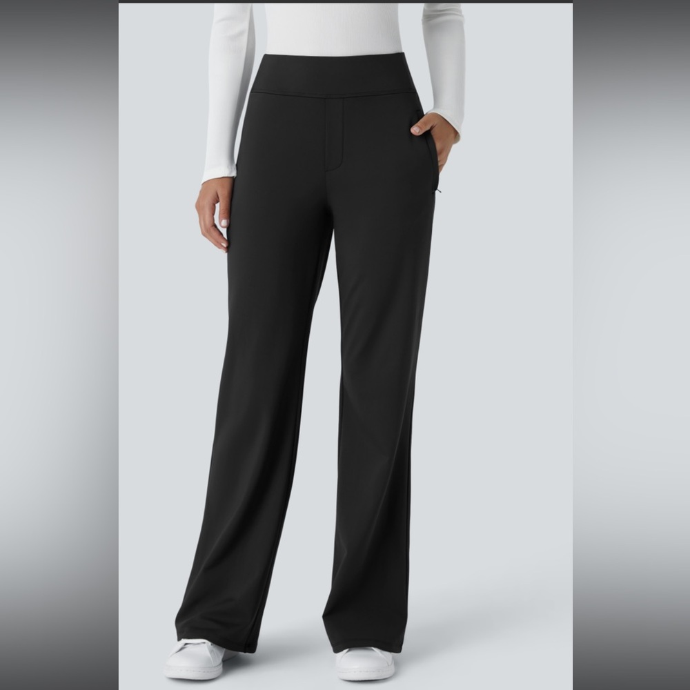 Halara flex Women's day stretch mid ride Black work pants (petite size 5’0-5’3”)